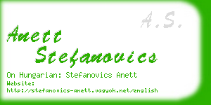 anett stefanovics business card